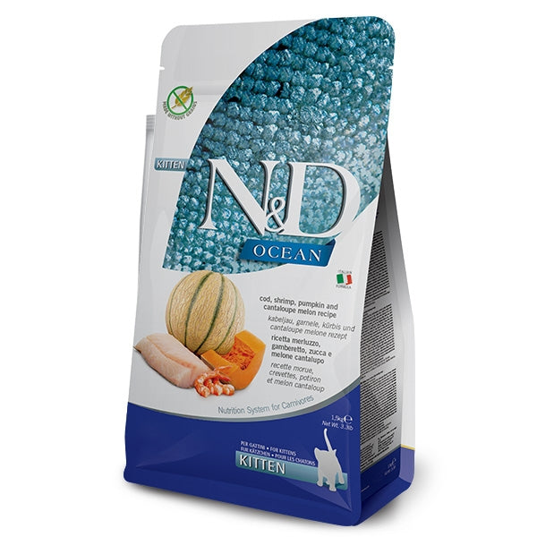 Farmina N&D Ocean Grain Free Kitten Merluzzo Gamberi e Melone 300gr Farmina N&D Ocean Grain Free Kitten Merluzzo Gamberi e Melone 300gr